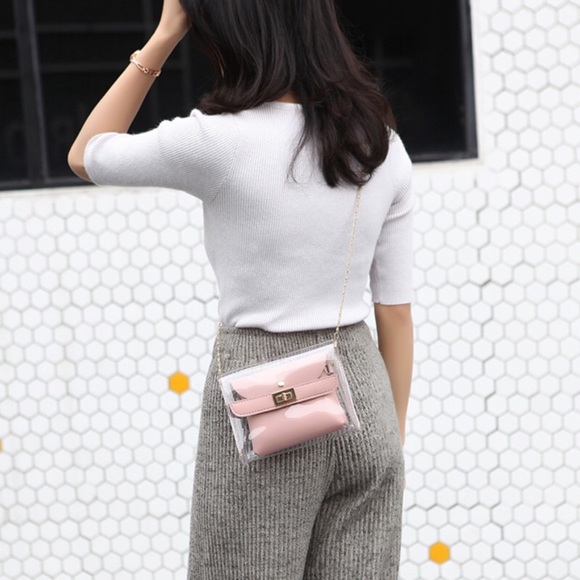 RESTOCK CLEAR CROSSBODY WITH BROWN TRIM AND INSERT - Picture 3 of 3